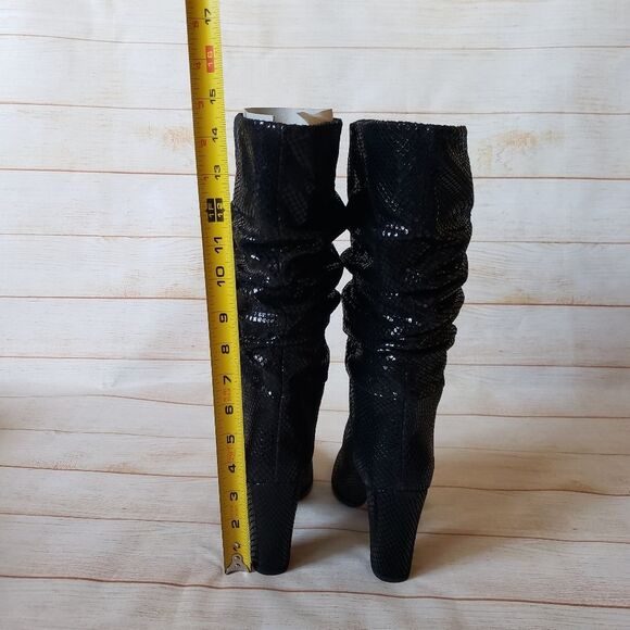 IRO Paris Yasur Gathered Snake Effect Luxury Leather Slouchy Boots Black Size 37 - Picture 12 of 15